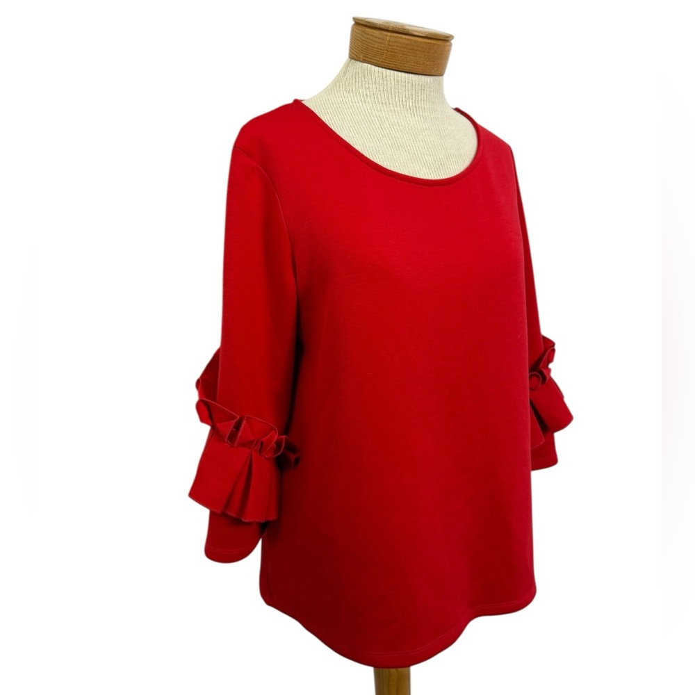 ✨ Halogen Red Ruffle-Sleeve Top | Size Small
